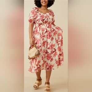 Hayden Textured Floral Print Midi Dress, BNWT, Size 2X